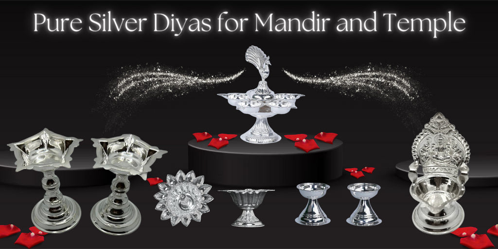Pure Silver Diya Pair for Mandir and Temple
