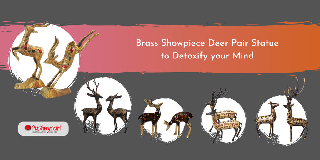 Brass Showpiece Deer Pair Statue to Detoxify your Mind