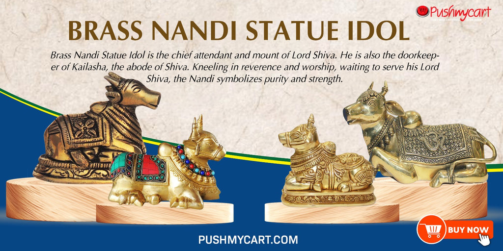 Brass Nandi Statue Idol for Abundance and Good Luck
