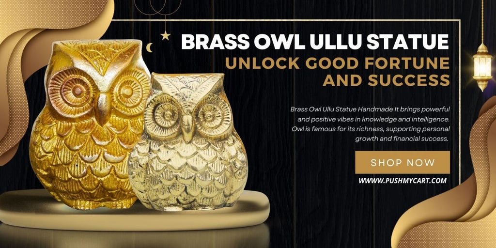 Brass Owl Ullu Statue Unlock Good Fortune and Success