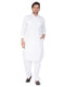 Vastramay Cotton Blend White Baap Beta Pathani Kurta & Pyjama Set