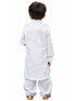 Vastramay Cotton Blend White Baap Beta Pathani Kurta & Pyjama Set