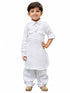 Vastramay Cotton Blend White Baap Beta Pathani Kurta & Pyjama Set