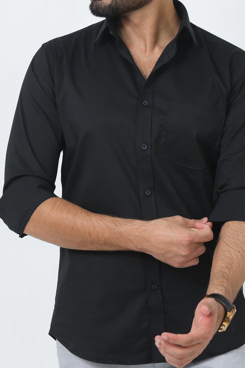 Veshbhoshaa Bluebird Men'S Black Polycotton Formal Shirt