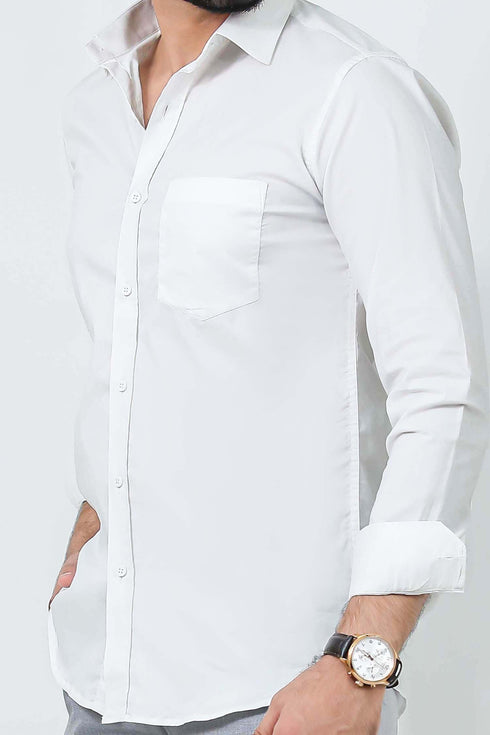 Veshbhoshaa Bluebird Men'S White Cotton Lycra Formal Shirt