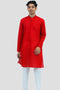 Veshbhoshaa Bluesaanchi Men'S Red Murli Chikankari Embroidery Kurta Pyjama Set