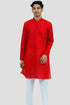 Veshbhoshaa Bluesaanchi Men'S Red Murli Chikankari Embroidery Kurta Pyjama Set