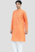 Veshbhoshaa Bluesaanchi Men'S Light Orange Murli Chikankari Embroidery Kurta Pyjama Set