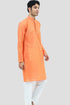 Veshbhoshaa Bluesaanchi Men'S Light Orange Murli Chikankari Embroidery Kurta Pyjama Set