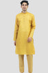 Veshbhoshaa Bluesaanchi Men'S Mango Yellow Buta Silk Kurta Set