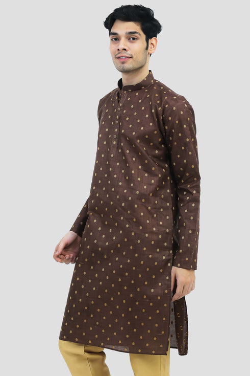 Veshbhoshaa Bluesaanchi Men'S Brown Silk Kurta Set