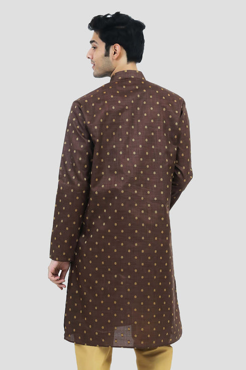Veshbhoshaa Bluesaanchi Men'S Brown Silk Kurta Set