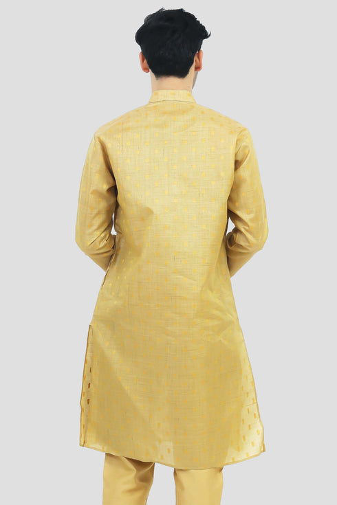 Veshbhoshaa Bluesaanchi Men'S Light Yellow Buta Silk Kurta Set