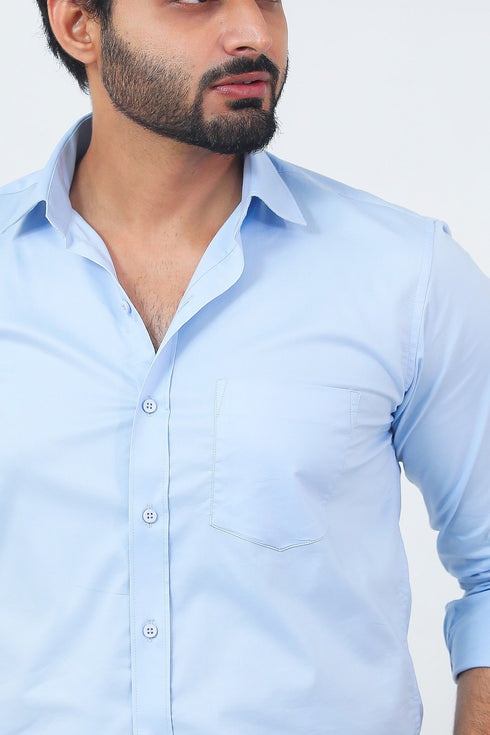 Veshbhoshaa Bluebird Men'S Sky Blue Formal Shirt