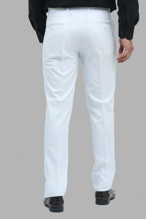 Veshbhoshaa Bluebird Men'S White Linen Blend Formal Trouser