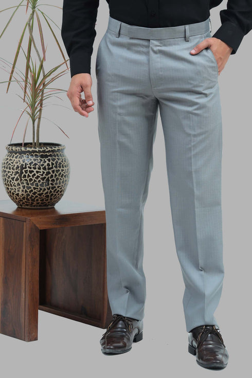 Veshbhoshaa Bluebird Men'S Eagle Grey Formal Trouser