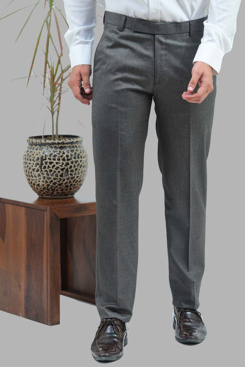 Veshbhoshaa Bluebird Men'S Iron Grey Formal Trouser