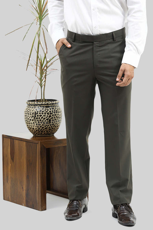 Veshbhoshaa Bluebird Men'S Army Green Formal Trouser