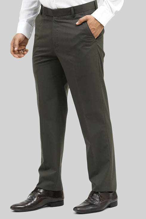 Veshbhoshaa Bluebird Men'S Army Green Formal Trouser