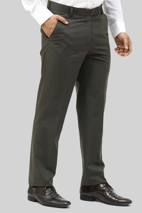 Veshbhoshaa Bluebird Men'S Army Green Formal Trouser
