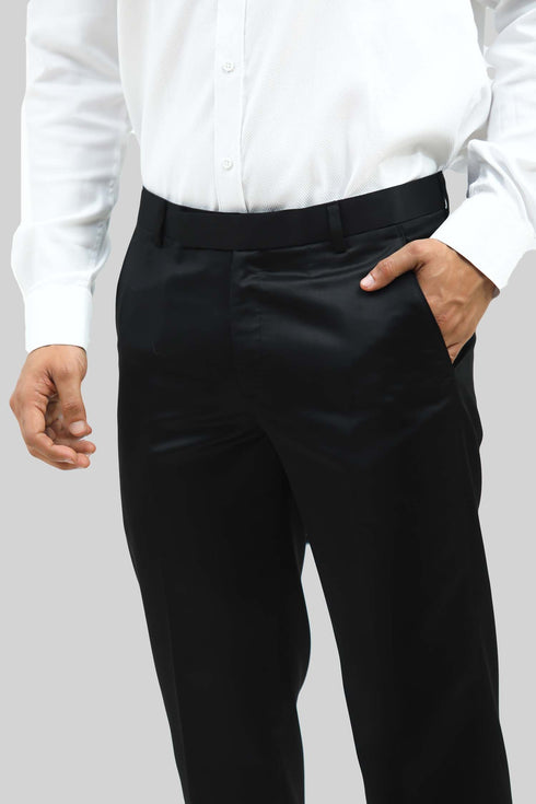 Veshbhoshaa Bluebird Men'S Black Sheen Formal Trouser