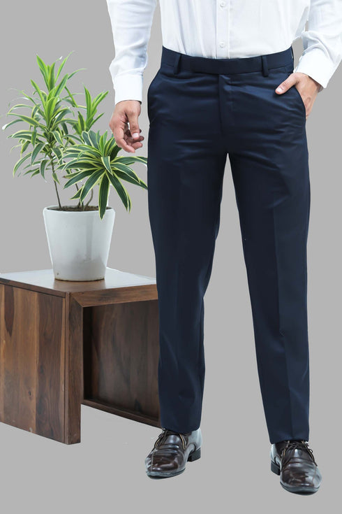 Veshbhoshaa Bluebird Men'S Blue Dobby Formal Trouser