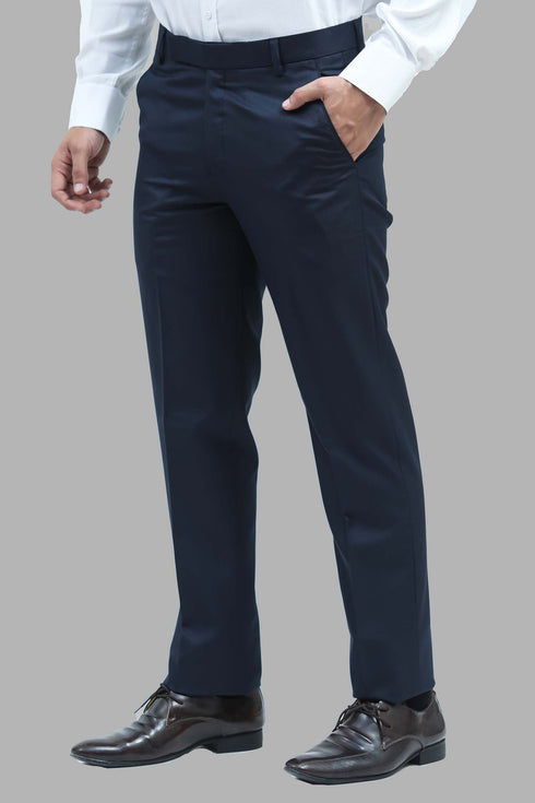 Veshbhoshaa Bluebird Men'S Blue Dobby Formal Trouser