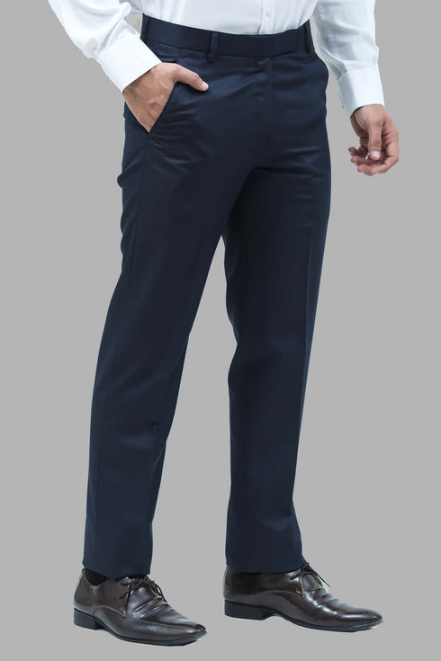 Veshbhoshaa Bluebird Men'S Blue Dobby Formal Trouser