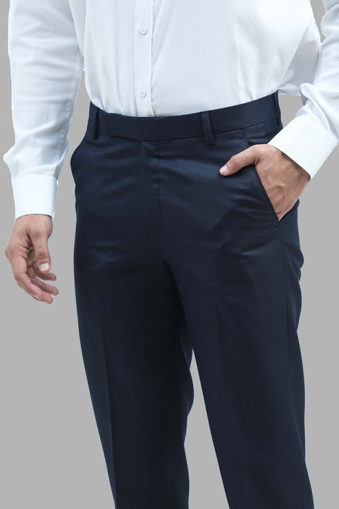 Veshbhoshaa Bluebird Men'S Blue Dobby Formal Trouser