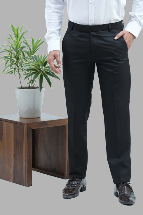 Veshbhoshaa Bluebird Men'S Black Dobby Formal Trouser