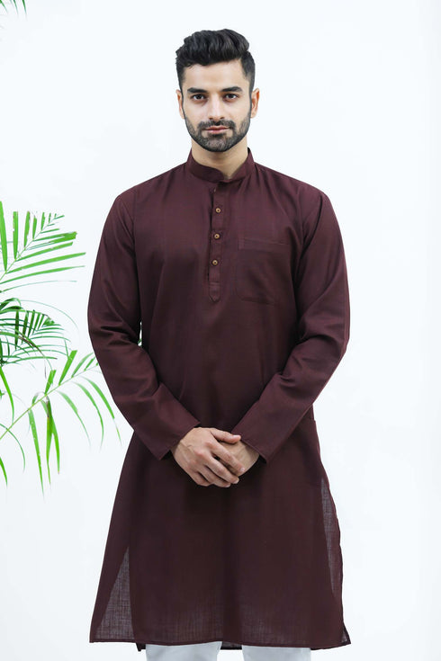 Veshbhoshaa Bluesaanchi Men'S Wine Matka Silk Kurta Set