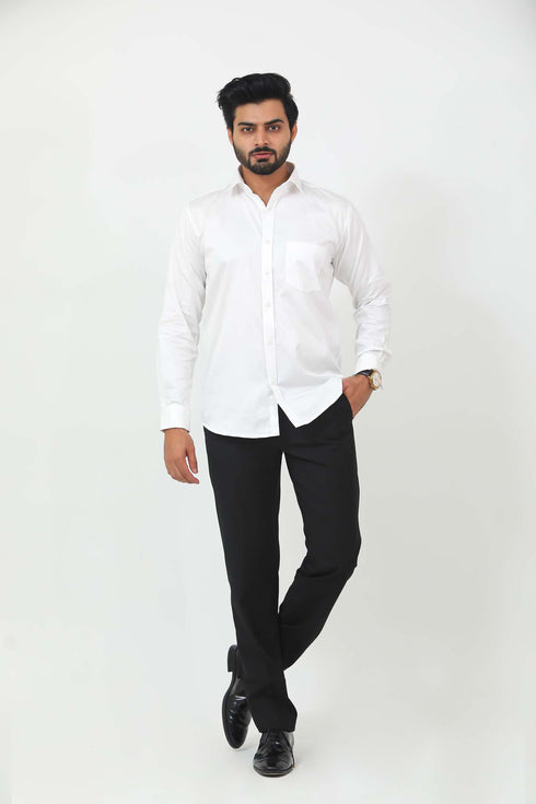 Veshbhoshaa Bluebird Men'S White Cufflink Formal Shirt