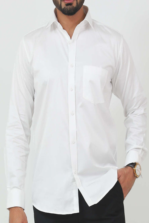 Veshbhoshaa Bluebird Men'S White Cufflink Formal Shirt
