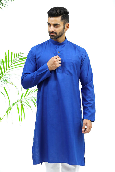 Veshbhoshaa Bluesaanchi Men'S Blue Matka Silk Kurta Set