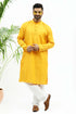 Veshbhoshaa Bluesaanchi Men'S Yellow Designer Matka Silk Kurta Set
