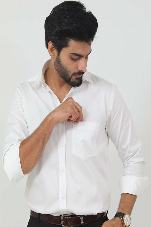 Veshbhoshaa Bluebird Men'S White Cufflink Formal Shirt