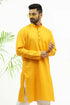 Veshbhoshaa Bluesaanchi Men'S Yellow Designer Matka Silk Kurta Set