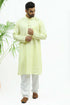 Veshbhoshaa Bluesaanchi Men'S Yellow Matka Silk Kurta Set