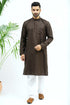 Veshbhoshaa Bluesaanchi Men'S Brown Matka Silk Kurta Set