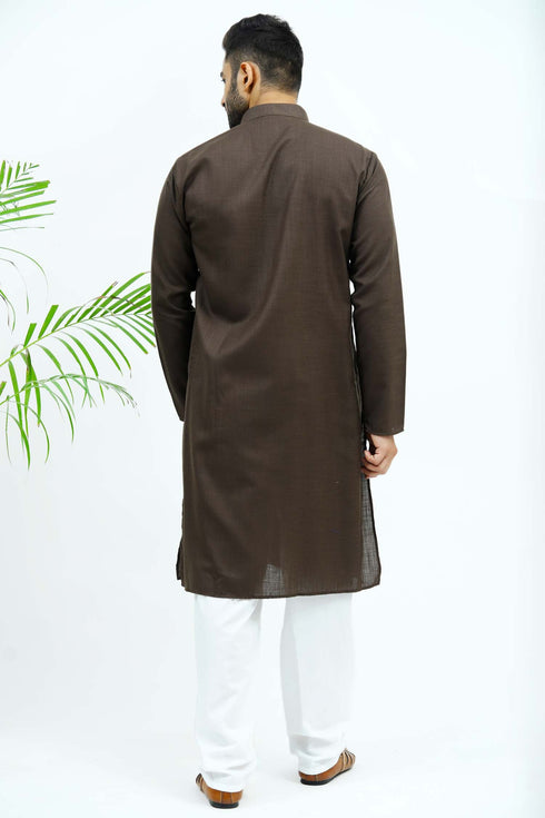 Veshbhoshaa Bluesaanchi Men'S Brown Matka Silk Kurta Set