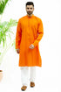 Veshbhoshaa Bluesaanchi Men'S Dark Orange Matka Silk Kurta Set