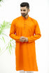 Veshbhoshaa Bluesaanchi Men'S Dark Orange Matka Silk Kurta Set