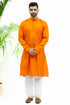 Veshbhoshaa Bluesaanchi Men'S Dark Orange Matka Silk Kurta Set
