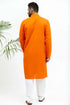 Veshbhoshaa Bluesaanchi Men'S Dark Orange Matka Silk Kurta Set
