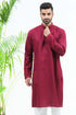 Veshbhoshaa Bluesaanchi Men'S Maroon Matka Silk Kurta Set