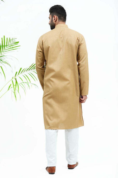 Veshbhoshaa Bluesaanchi Men'S Brown Color Matka Silk Kurta Set