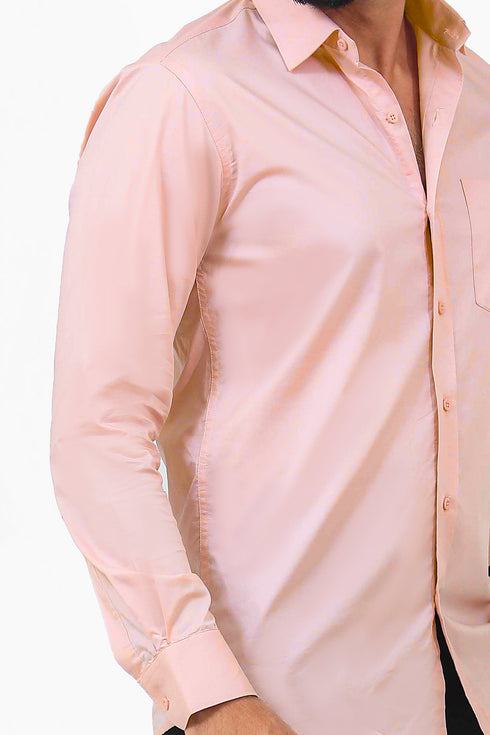 Veshbhoshaa Bluebird Men'S Light Peach Cotton Lycra Formal Shirt