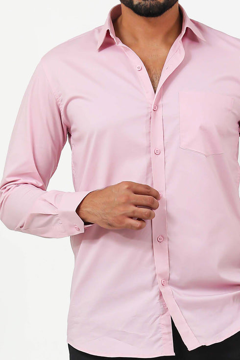 Veshbhoshaa Blurbird Men'S Pink Cotton Lycra Formal Shirt