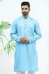Veshbhoshaa Bluesaanchi Men'S Sky Blue Matka Silk Kurta Set