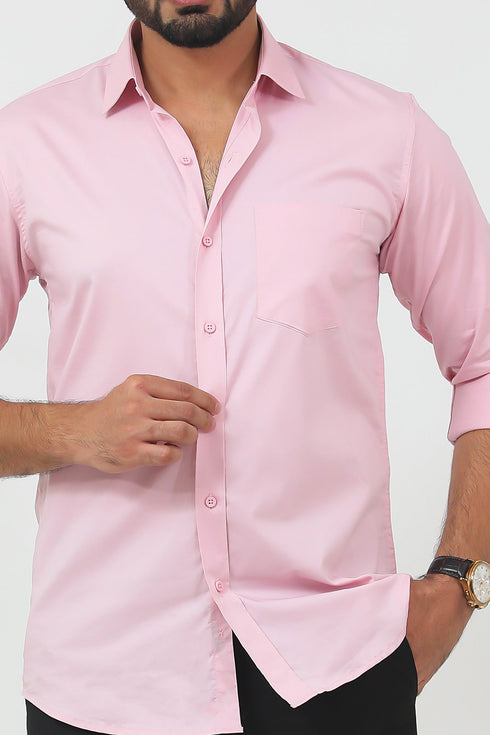 Veshbhoshaa Bluebird Men'S Pink Polycotton Formal Shirt